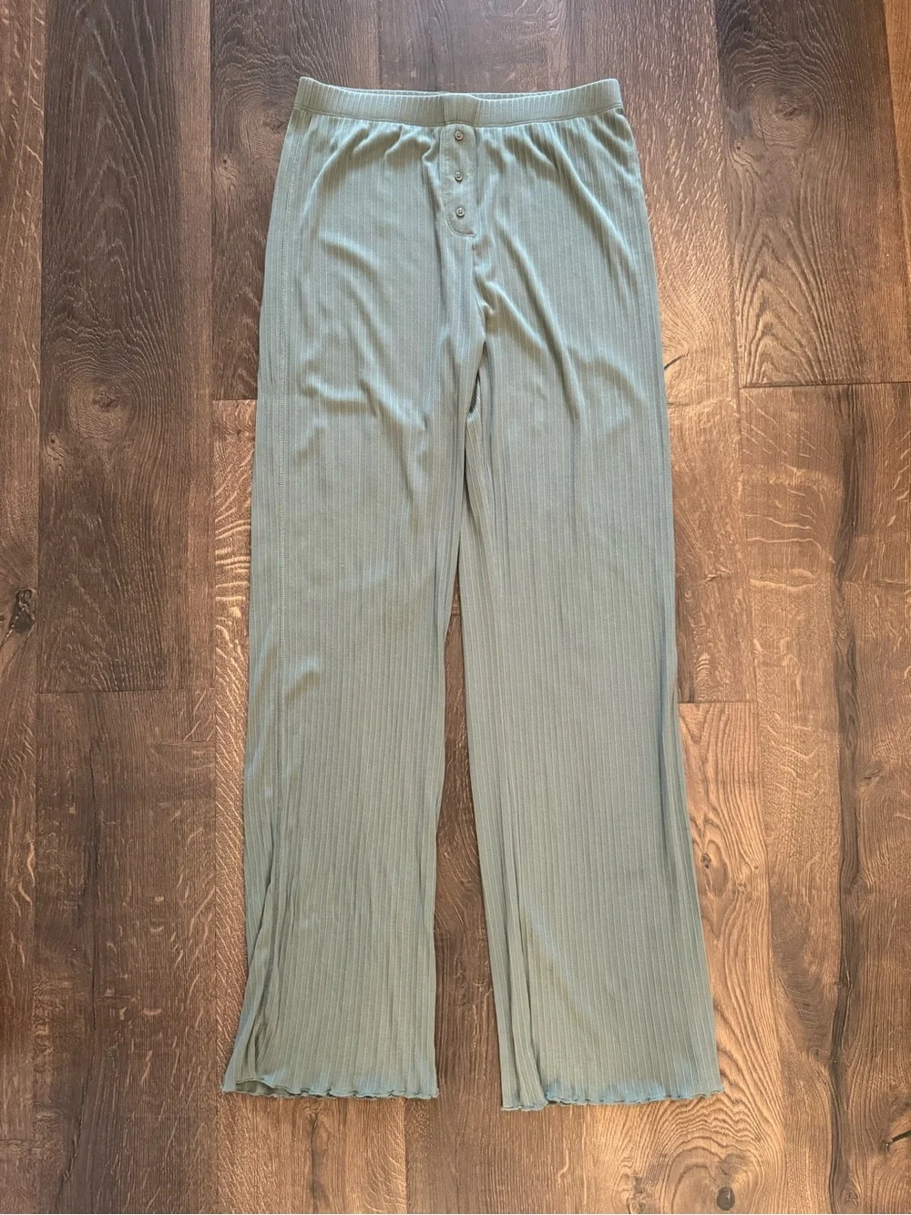 Nuuds Mini Ribbed Pajama Set, Agave green - Picture 2 of 7